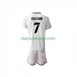 Camisola Real Madrid Eden Hazard 7 Criança Equipamento Primeiro 2022-2023 Manga Curta